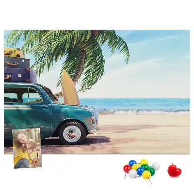 Panou din plută cu peisaj plajă de vacanță