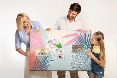 Panou din plută cu model frunze pastelate