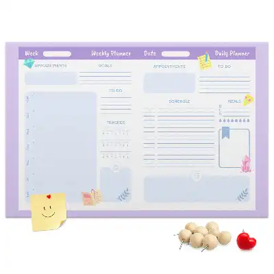 Panou de plută pentru planificare anuală roz