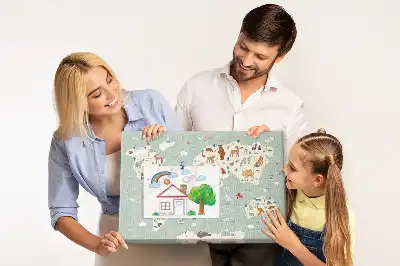 Panou din plută Harta lumii cu animale