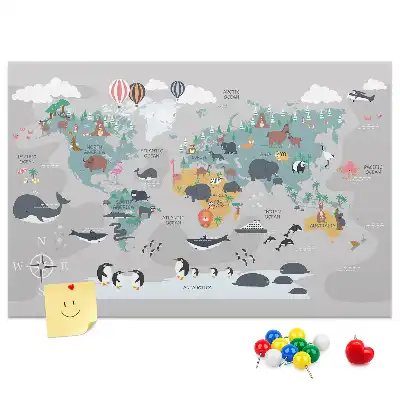 Panou de plută cu hartă cu desene animate