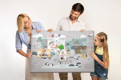 Panou de plută cu hartă cu desene animate