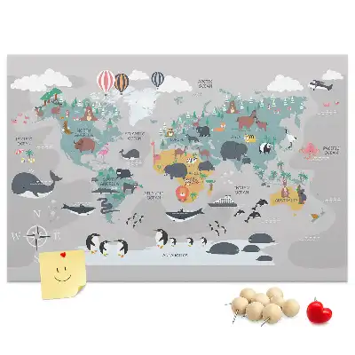 Panou de plută cu hartă cu desene animate