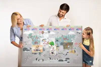 Panou de plută cu hartă cu desene animate