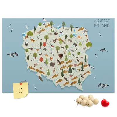 Panou de plută cu harta animalelor din Polonia