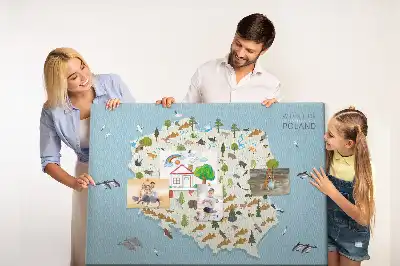Panou de plută cu harta animalelor din Polonia