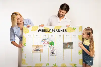 Planificator săptămânal din plută cu imprimeu lămâi