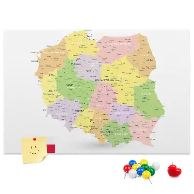 Panou din plută cu harta Poloniei