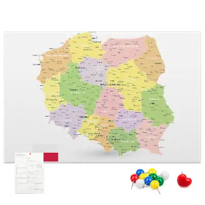 Panou din plută cu harta Poloniei