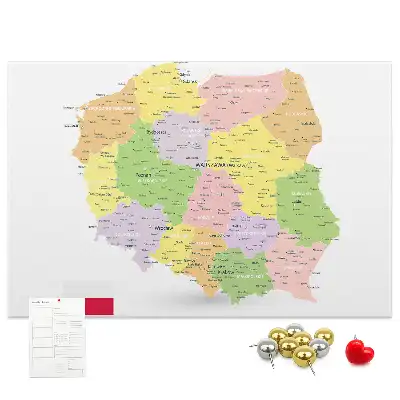 Panou din plută cu harta Poloniei