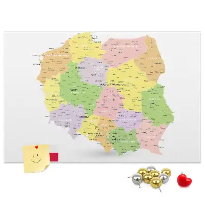 Panou din plută cu harta Poloniei