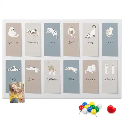 Panou din plută cu calendar și imprimeu cu pisici