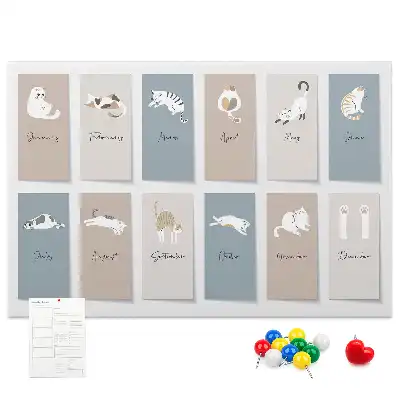 Panou din plută cu calendar și imprimeu cu pisici