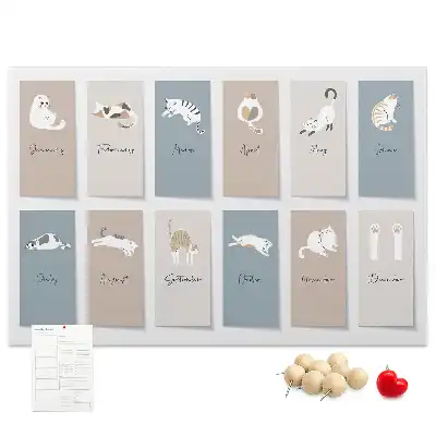 Panou din plută cu calendar și imprimeu cu pisici