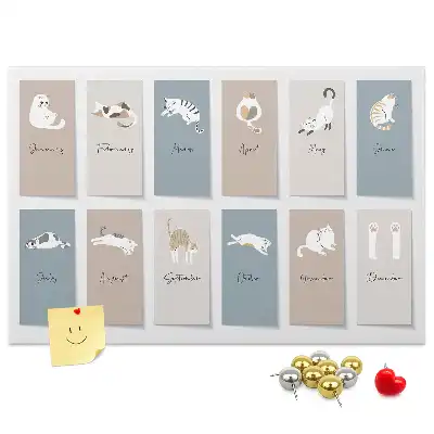 Panou din plută cu calendar și imprimeu cu pisici