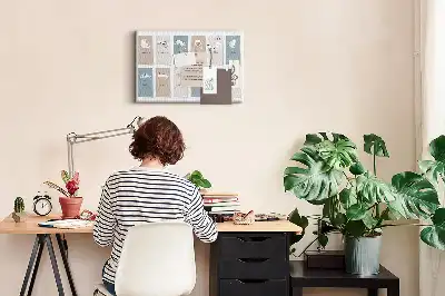 Panou din plută cu calendar și imprimeu cu pisici