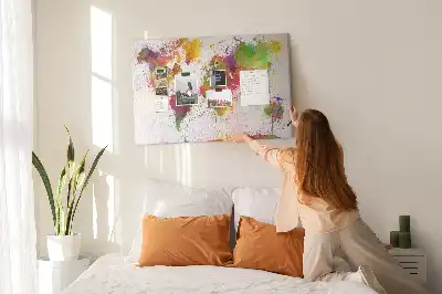 Panou de plută Continente cu design pictural acuarelă
