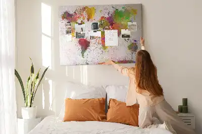 Panou de plută Continente cu design pictural acuarelă