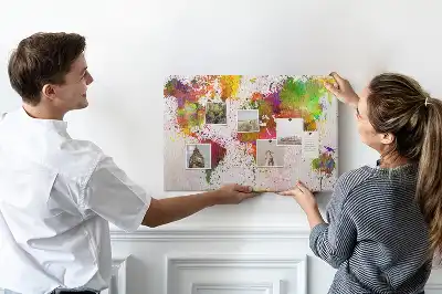 Panou de plută Continente cu design pictural acuarelă