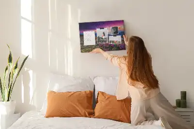 Tablou din plută cu imprimeu Răsărit de soare și flori
