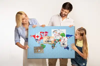 Tablă din plută cu țările lumii și steaguri