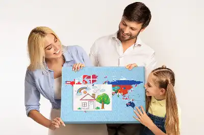 Tablă din plută cu țările lumii și steaguri
