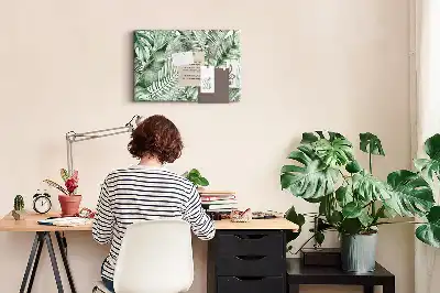 Tablă din plută Botanică cu model cu flori verzi