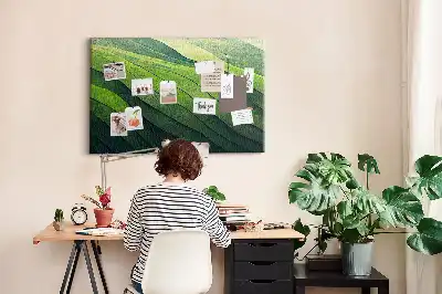 Tablou din plută cu design abstract Câmpuri Verzi