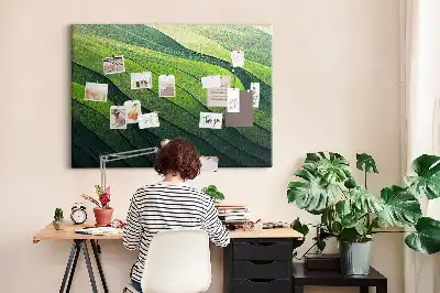 Tablou din plută cu design abstract Câmpuri Verzi