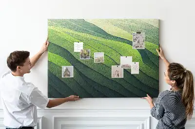 Tablou din plută cu design abstract Câmpuri Verzi