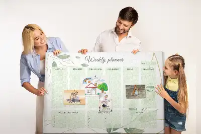Tablă de plută tip planificator săptămânal cu model cu frunze