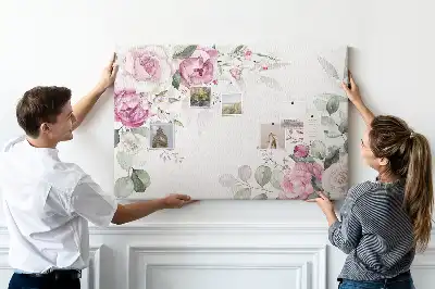 Tablă de plută cu ramă florală