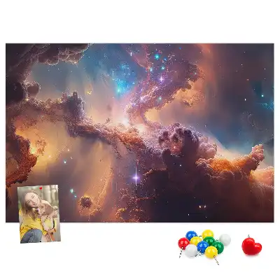 Panou din plută cu hartă lumea cosmos și stele