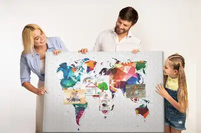 Panou din plută Hartă a lumii cu model triunghiuri