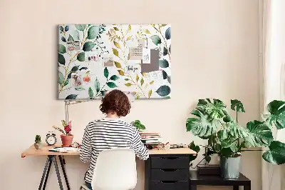 Tablă din plută cu model de frunze de plante