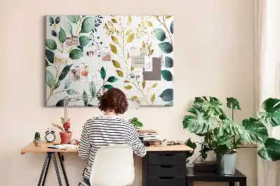 Tablă din plută cu model de frunze de plante