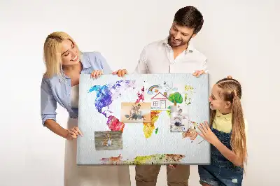Panou din plută cu hartă picturală pastel