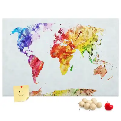 Panou din plută cu hartă picturală pastel