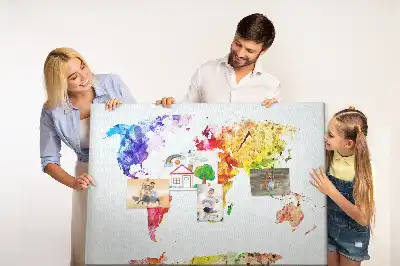 Panou din plută cu hartă picturală pastel