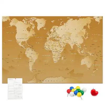 Tablă de plută hartă a lumii Planeta Pământ pentru perete