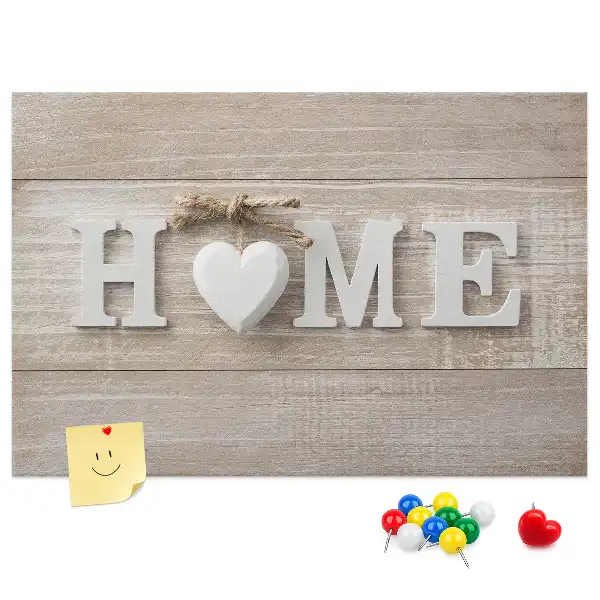 Panou din plută pentru perete cu inscripția Home
