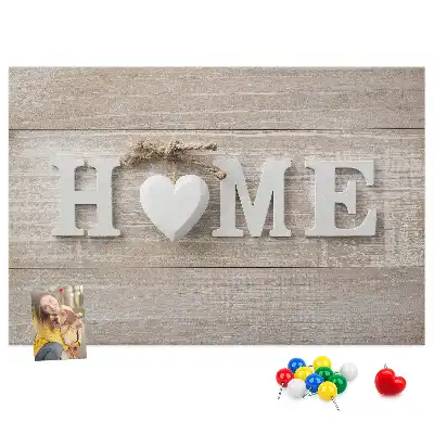 Panou din plută pentru perete cu inscripția Home