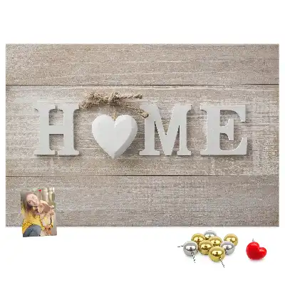 Panou din plută pentru perete cu inscripția Home