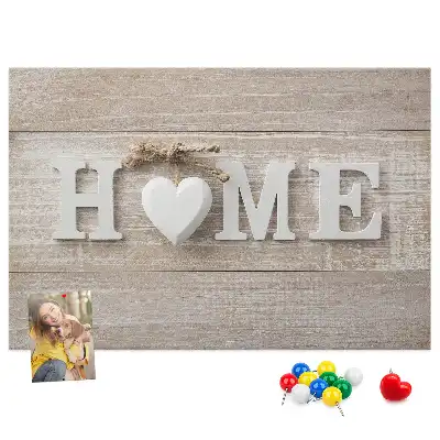 Panou din plută pentru perete cu inscripția Home