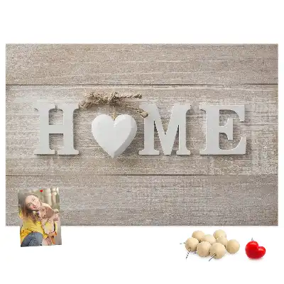Panou din plută pentru perete cu inscripția Home