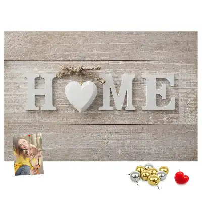 Panou din plută pentru perete cu inscripția Home