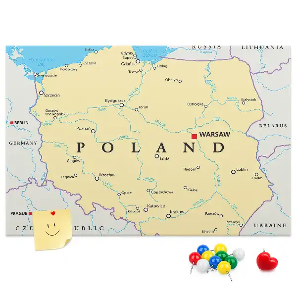Hartă politică a Poloniei din plută