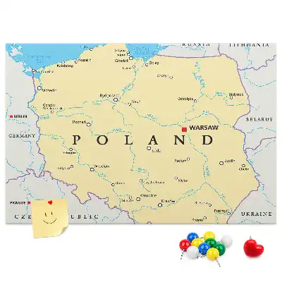 Hartă politică a Poloniei din plută