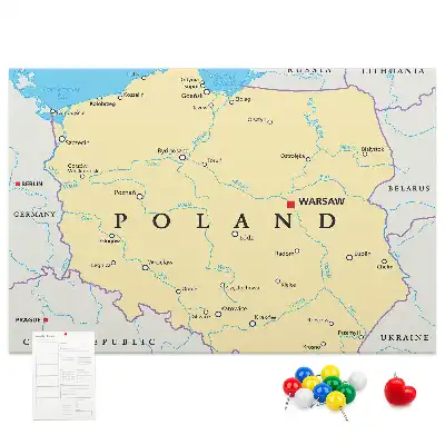 Hartă politică a Poloniei din plută
