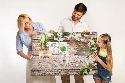 Tablă de plută cu model Flori pe lemn